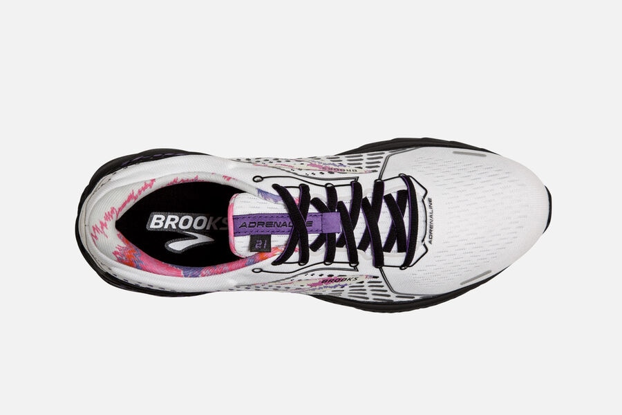 Brooks Adrenaline GTS 21 Road Running Shoes Mens - White/Black/Purple - ZJXCS-2631